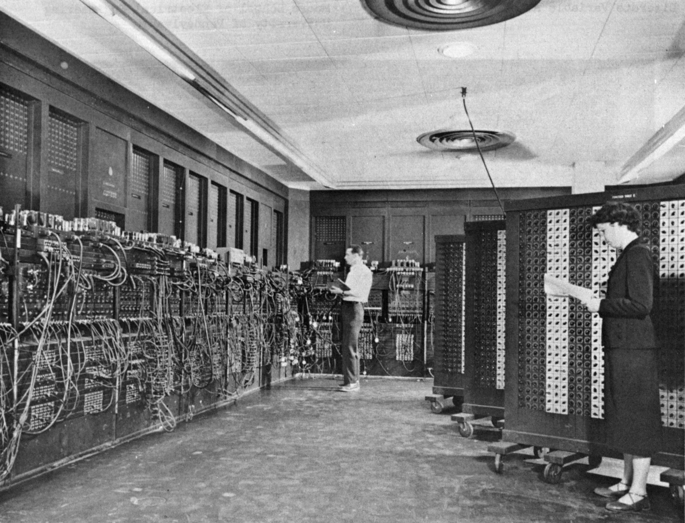 Glen Beck and Betty Snyder programming the ENIAC at the Ballistic Research Laboratory, c. 1946.